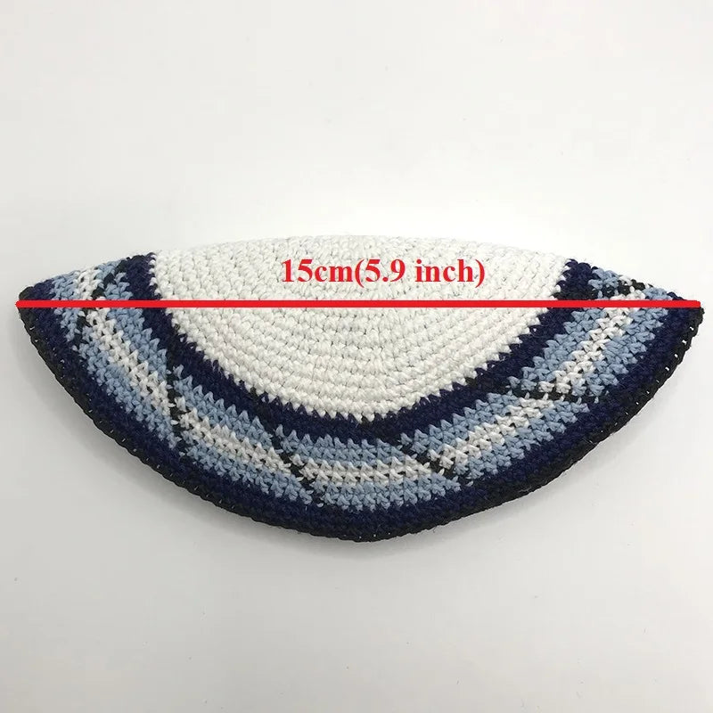 15cm/16cm/17cm Kippah Traditional Jewish Yarmulke Hand Made Knit Judaica Yamaka Kippot Hat for Men