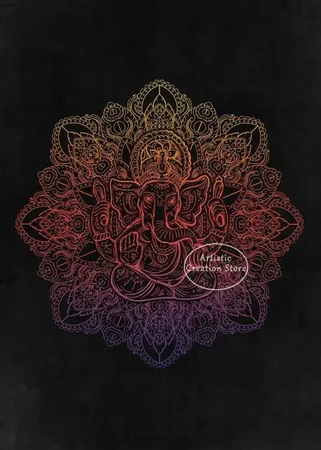 Golden Om Hindu Symbol Ganesha Poster  Indian God Canvas Prints Wall Art for Living Room Bedroom  Minimalist Decor Spiritual Hom