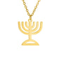 Lucktune Judaism Menorah Pendant Necklace Stainless Steel Lampstand Sacred Amulet Chain Necklace for Women Men Vintage Jewelry