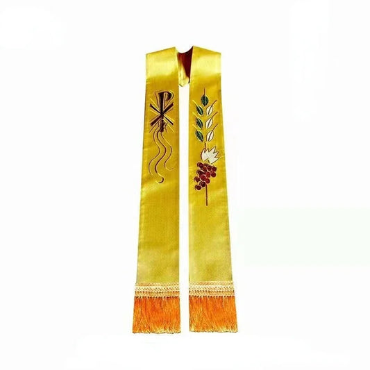 Catholic Priest Mass Stole Tassels Clergy Church Pastor Tie Embroidery Religious Design Clergy Costume Accessories
