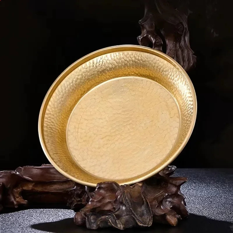 Buddhism Copper Manza Plate，Auspicious Tibetan Brass Tantra Dish Worship For Buddha Tray Desktop Home Gift Decorative，1Pcs，15 cm