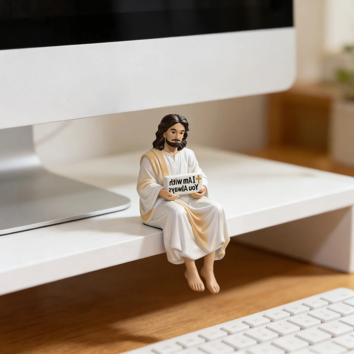 Christ Statues - "I Am with You Always" Jesus Desktop Ornaments, Easter Decorations, Serene Desk Companion Statue Decorations