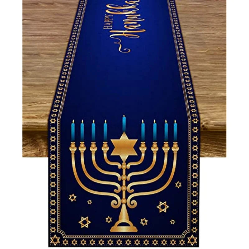 Hanukkah Menorah Table Runners Star of David  Jewish Holiday Fireplace Kitchen Dining Room Home Decor