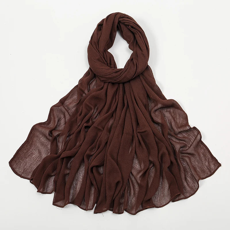 New Crinkle Rayon Hijab For Women Muslim Scarf Long Shawls Solid Islamic Turban Headband Heascarf Wraps Ramandan Headband