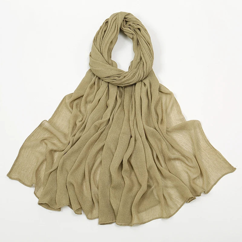 New Crinkle Rayon Hijab For Women Muslim Scarf Long Shawls Solid Islamic Turban Headband Heascarf Wraps Ramandan Headband