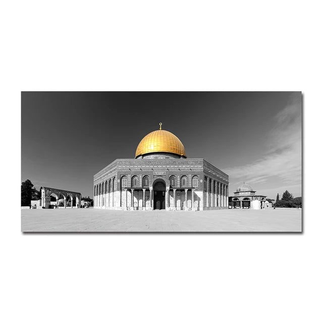 Holy City Mecca Islamic Sacred Landscape Muslim Mosque Canvas Paintings Poster and Print Wall Art Pictures for Living Home Decor