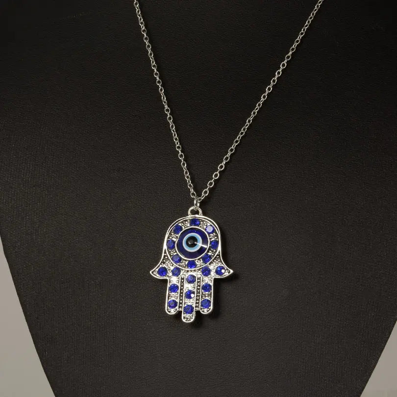 1Pc Vintage Women Turkish Evil Eye Hamsa Hand Pendant Necklaces DIY Punk Men Spiritual Hamsa Palm Lucky Amulet Collares Jewelry