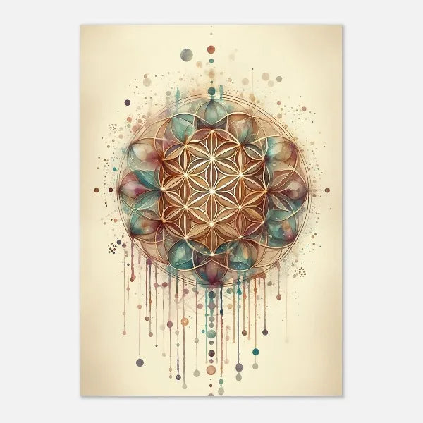 Boho Flower of Life Meditation Poster Positive Energy Sacred Geometry Canvas Painting Spiritual Wall Art Living Room Home Decor