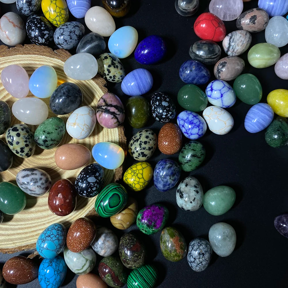 EG1-7 Mini Natural Stone Egg, Small Polished Egg Shaped Stone for Meditation Stress Relief Fidget Palm Desk Decor Gift