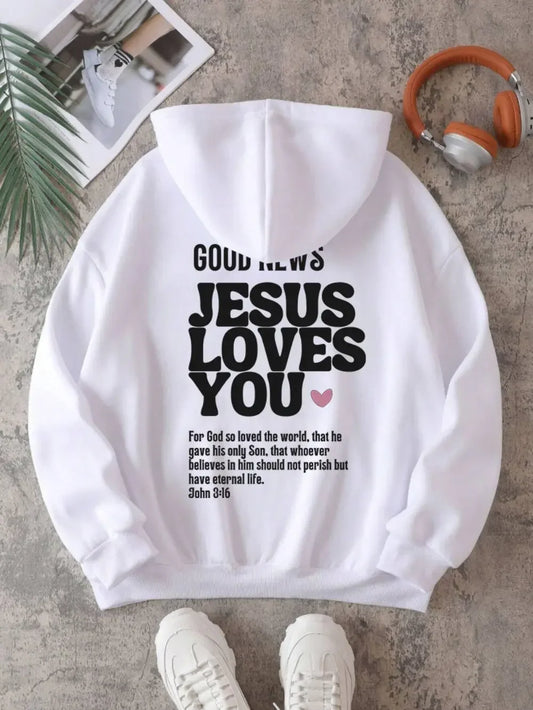 Good news! Jesus loves you casual and fashionable streetwear Hoodies for  women in autumn and winter