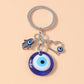 Retro Alloy Turkish Lucky  Evil Eyes Keychain Hamsa Hand Key Ring Pendant for Women Girls Handbag Decor DIY Jewelry Gifts