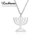 Lucktune Judaism Menorah Pendant Necklace Stainless Steel Lampstand Sacred Amulet Chain Necklace for Women Men Vintage Jewelry