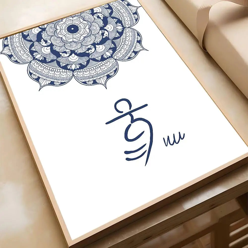 Jee Aayan Nu Poster Print Sikhi I Welcome in Punjabi Blue Mandala Wall Stickers Paintings Modern Home Living Room Decor