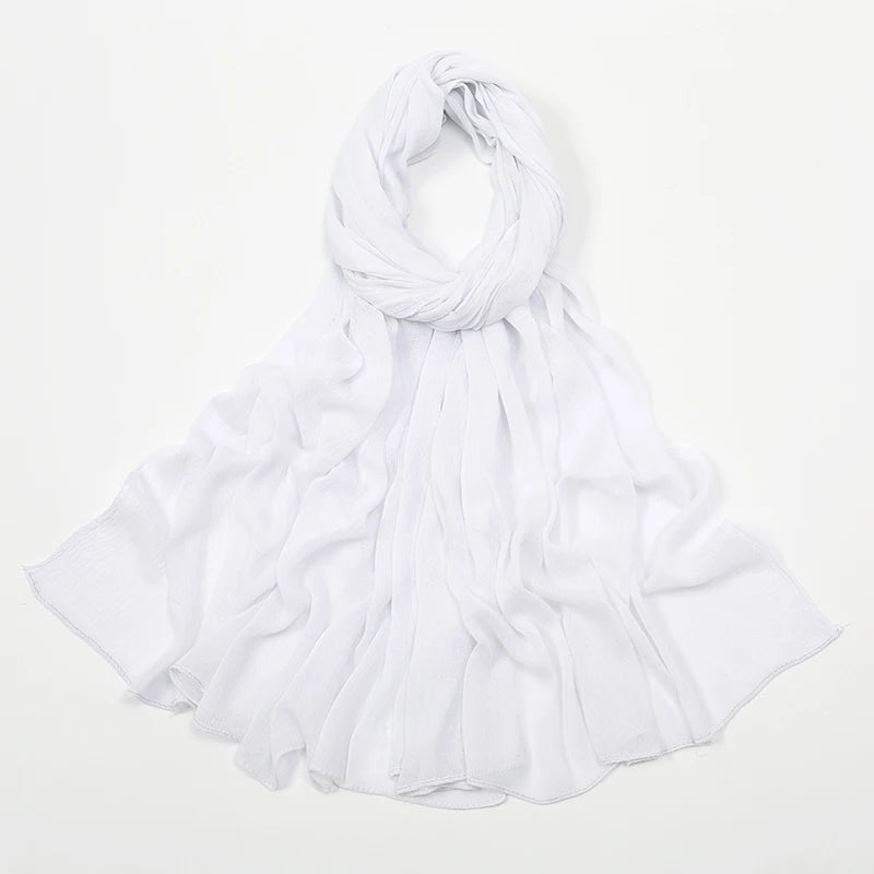 New Crinkle Rayon Hijab For Women Muslim Scarf Long Shawls Solid Islamic Turban Headband Heascarf Wraps Ramandan Headband