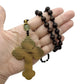 HTISOK Orthodox Crucifix Gold Cross Necklace Wooden Rosary Beaded Chain Religious Jesus Prayer Jewelry