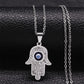 Greek Eye Fatima Hand Necklace for Women Men Stainless Steel Turkish Evil Blue Eye Protection Chain Islamic Jewelry  N8041S01