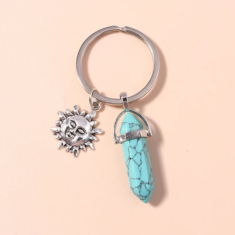 1Pc Bohemia Evil Eye Hamsa Hand Keychain for Women Men Blue Eye Sun Feather Key Ring Bag Pendant Car Key Holder Rings Wholesale