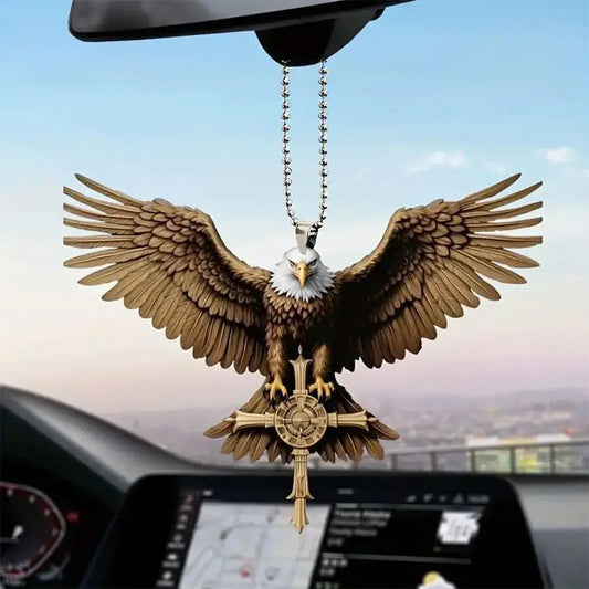 Eagle Cross Car Rearview Mirror Ornament Hanging Ornaments Interior Car Adorns Accessories Christmas Decoration Gift Toy