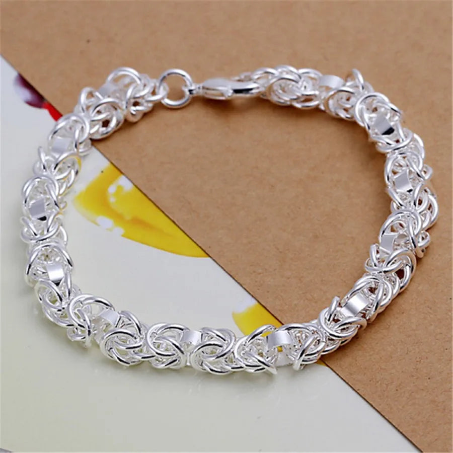 Hot Sale 925 Sterling Silver Chain Solid Bracelet for Women Mens Charm Party Gift Wedding Fashion Jewelry