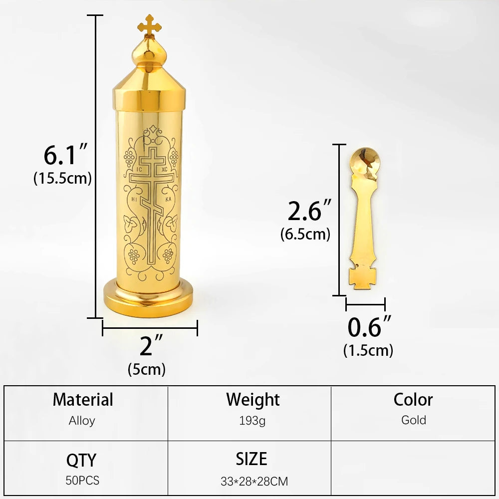 HTISOK Orthodox Holy Water Set, Religious Articles for Storing and Distributing Holy Water, Cross Design, Blessing Ceremony