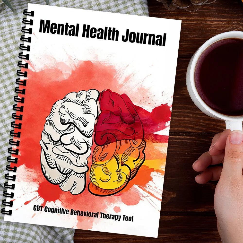 1SET Spiral Notebooks Daily Mental Health Journal, Self-Care, Meditation & Emotional Tracking Diary for Men and Women, Anxiety R