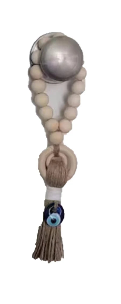Wooden Guardian Amulet Tassel with Glass Evil Eye Bead Door-Knob Handle Hanging Modern Home Aesthetic Décor Home Decor Gift