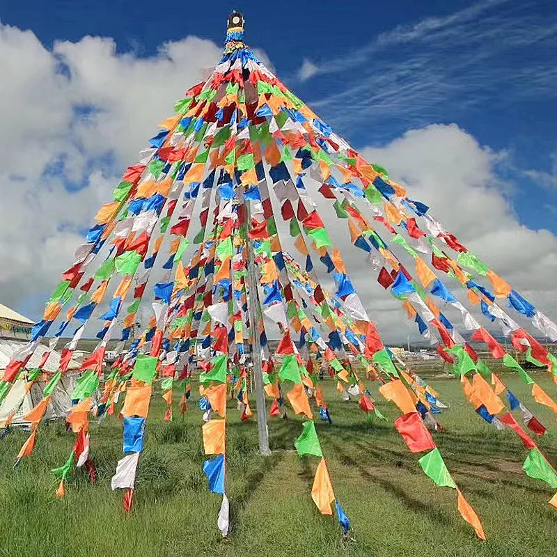 Tibetan Buddhism Satin Prayer Flags 5 Color Prayer Flags Xizang Longda Prayer Flag Decor Pray for Happiness Health Fengma Flag