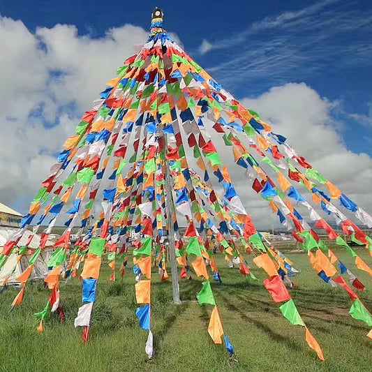 Tibetan Buddhism Satin Prayer Flags 5 Color Prayer Flags Xizang Longda Prayer Flag Decor Pray for Happiness Health Fengma Flag
