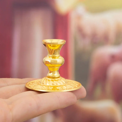 HTISOK Golden Church Candle Holder Home Altar Church Decor Religious Gift Sacred Candle Stand Christian Tabletop Accessory