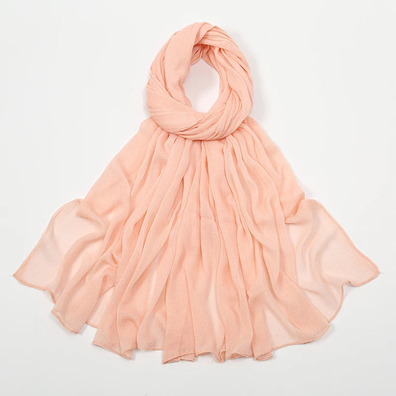 New Crinkle Rayon Hijab For Women Muslim Scarf Long Shawls Solid Islamic Turban Headband Heascarf Wraps Ramandan Headband