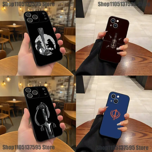 Sikh Khanda Sikhism SOVEREIGN Phone Case For iPhone 17,16,15,14,13,12,11,Pro,XS,Max,XR,Plus,E,SE4,Mini Black Soft Cover
