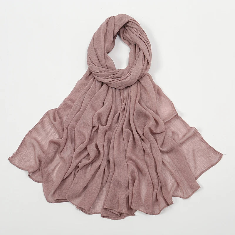 New Crinkle Rayon Hijab For Women Muslim Scarf Long Shawls Solid Islamic Turban Headband Heascarf Wraps Ramandan Headband