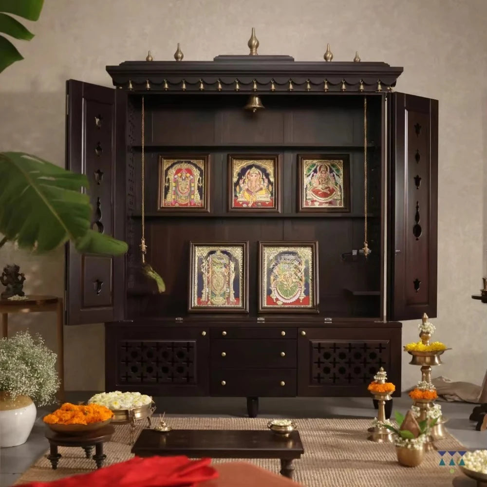 Traditional South Indian Wood Temple with Door Australia Hot Sale Custom Large Size Durable Polished Temple Family UK
