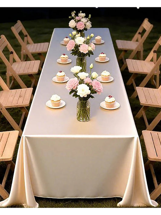 Rose Gold Satin Tablecloth,Nordic Style Elegance Wedding Dust-Proof Table Cover,For Dinning Birthday Party Tabletop Decor