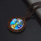 7Chakra Symbol Necklace Yoga Meditation Glass Dome Vintage Wooden Pendant Rope Chains Necklace Women Men Indian Buddhism Jewelry