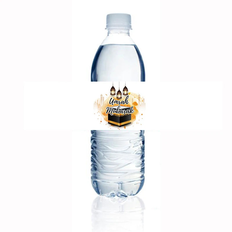 Umrah mubarak Water Bottle Sticker hajj mubarak Bottle Labels Paper Wrapper Eid Party Supplies