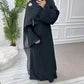 Sweet Slim-Fit Hijabi Abaya Dress-Fixed Long Scarf, Integrated Waist Belts, Decorative Pin. Ramadan Eid Party Muslim Women Dress