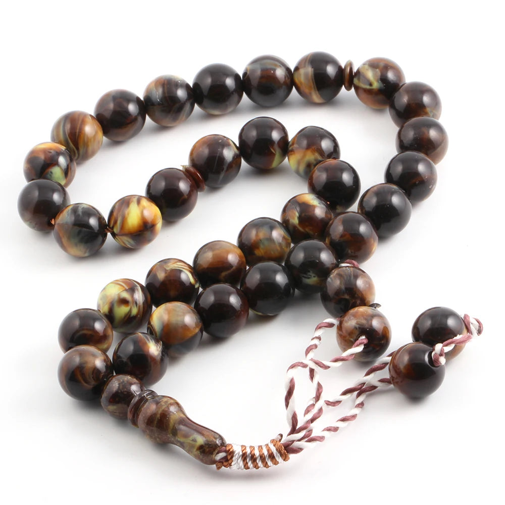 Muslim 14mm Round 33 Rosary Yoga Men's Cuffs Charm Bracelet Middle East Prayer Ramadan Meditation Bracelet for Women Jewelry
