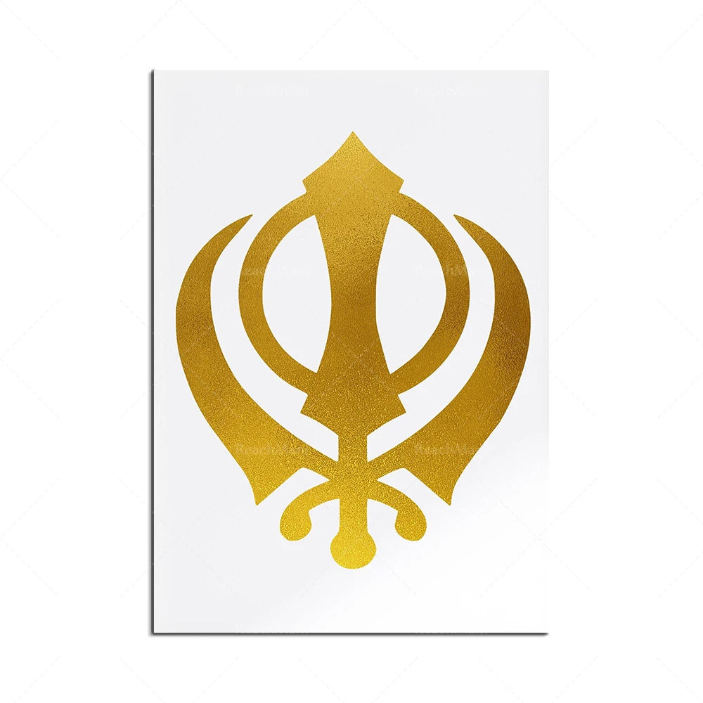 Khanda Sikh Symbol, Ek Onkar Ik Onkar One God of Sikh Faith Symbol Sikh India Gift Floral Watercolor Medical Typographic Poster