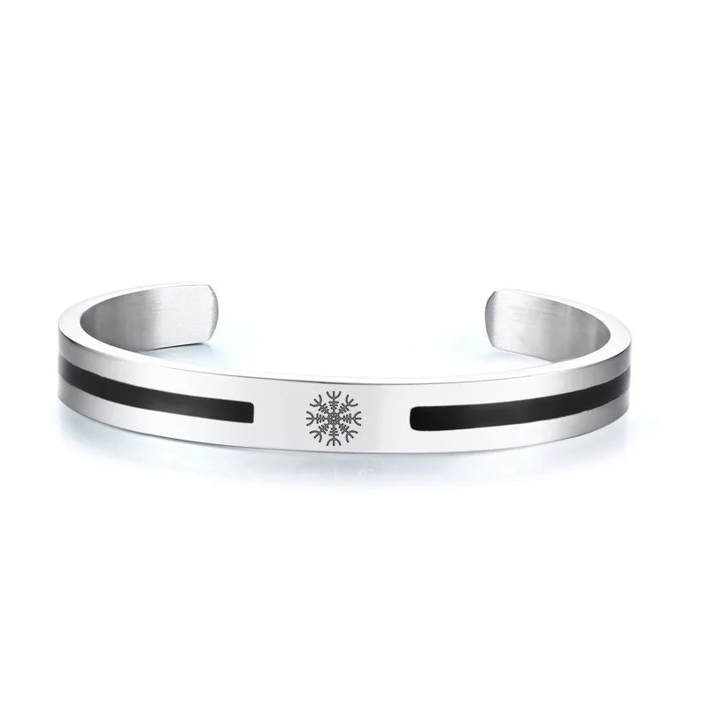 Men Bangle, Enemal Bangle Mens, Viking Logo Cuff Bracelet For Gentleman ,Stainless Steel Minimalist Bracelets