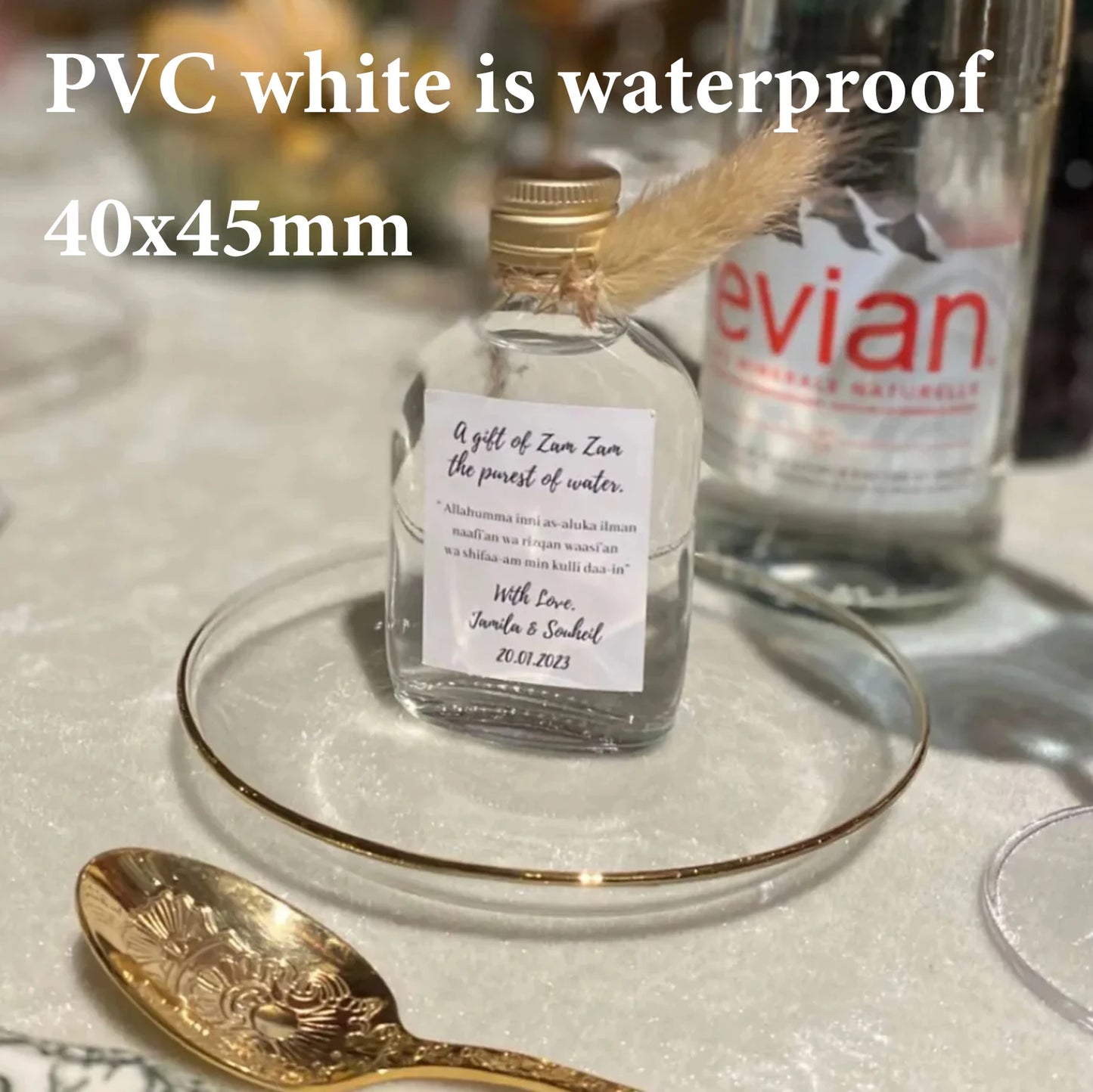 100pcs Custom A Gift Of Zam Zam Sticker Water Bottle Label Wedding Favours Hajj Umrah Mubarak Nikkah Adhesive Guest Gift Baptism