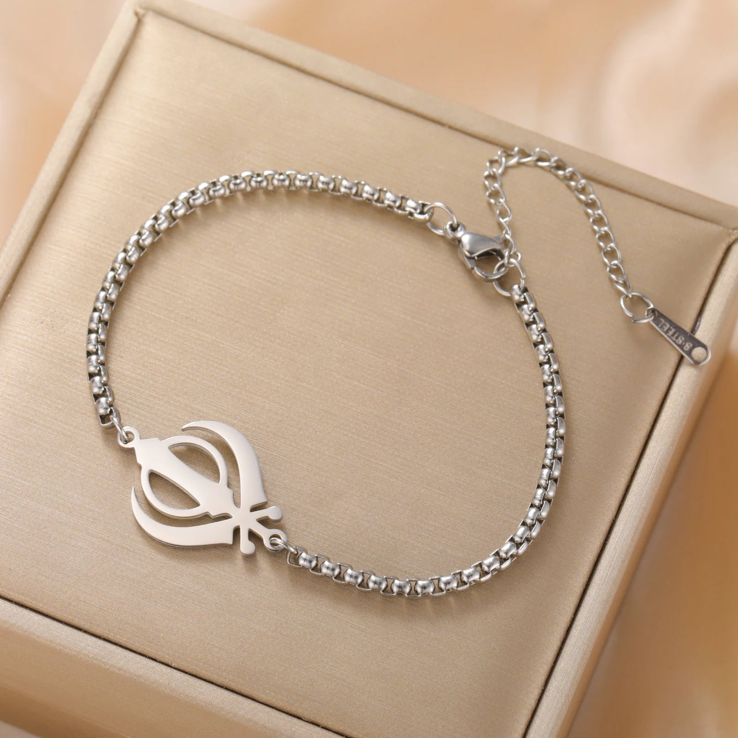 Lucktune Khanda Sikhism Symbol Bracelets for Women Men Stainless Steel Religious Protection Amulet Spiritual Sikh Jewelry Gift