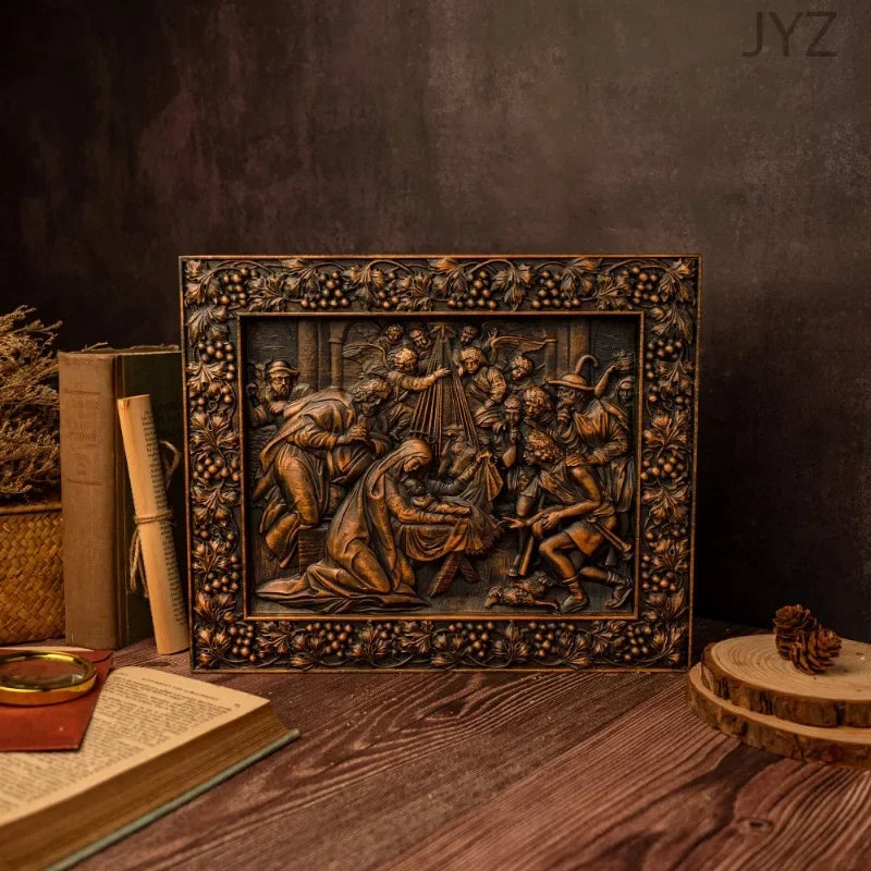 Wooden Religious Mural Nativity Scener Birth of Jesus Home Wall Decor Gift