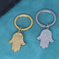 Hamsa Hand Of Fatima Keychain Stainless Steel Pendant Handmade Jerusalem Jewelry Key Chains for Men Women Mythology Amulet Gift