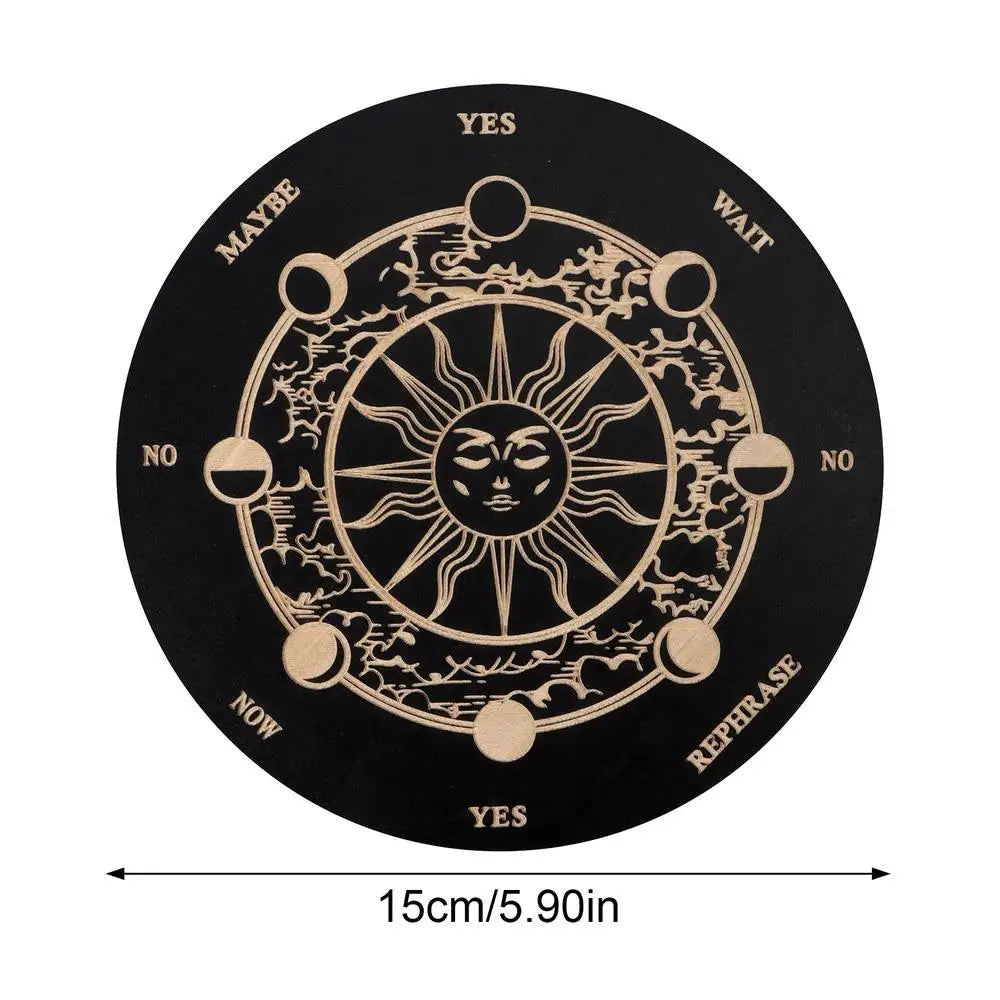 Wooden Pendulum Board moon Star Divination Energy Carven Plate Healing Meditation Board Ornaments Metaphysical Altar Ouija Board