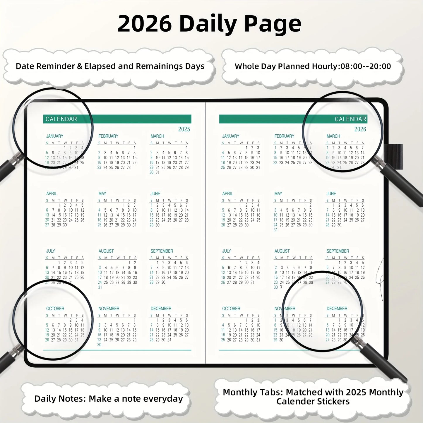 2026 Productivity Planner&Habit Tracker Set-Daily Goal Setting,Time Management Journal with Task Tracking|400Page Thick Notebook
