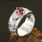 Domineering China Feng Shui Brass Pixiu Ring 2022 Amulet Wealth Good Luck Jewelry Inlaid Red Beads Copper Coin Adjustable Ring