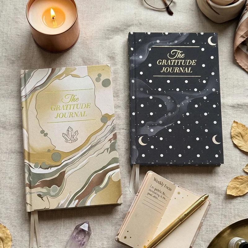 2026 New A5 Gratitude Journal Hardcover Gold Foil Notebook Daily Mindfulness Diary Positive Affirmation Planner