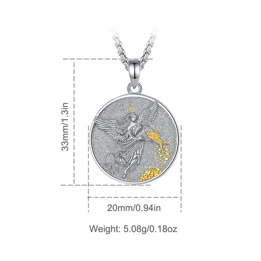 AEONSLOVE 925 Sterling Silver Goddess of Fortune Necklace Roman Goddess Coin Pendant Luck Amulet Mythology Jewelry for Women Men