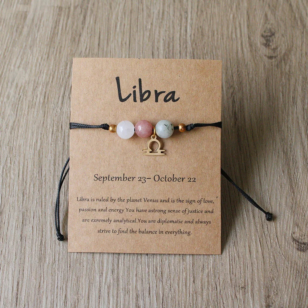 US  Aries Taurus Gemini Cancer Leo Virgo Libra Scorpio Sagittarius Capricorn Aquarius Pisces Gifts for Women Zodiac Bracelet